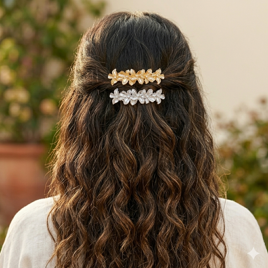 Pair of 7AGAT metal hair clip claws for women and girls, elegant hair accessories for daily wear, parties, and special occasions.