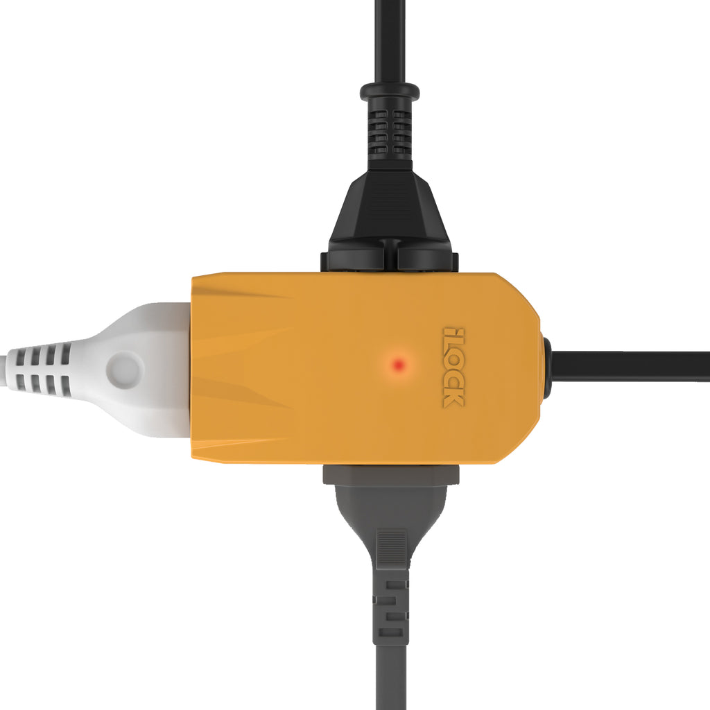 7AGAT iLOCK Mini Power Strip with 3 outlets, retractable cable, copper sockets, soft night light, portable design, hanging option